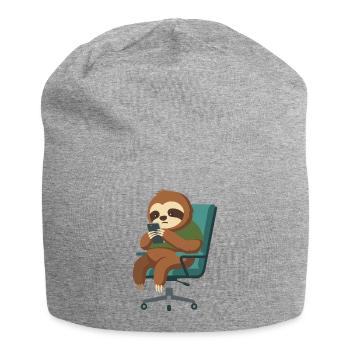 Lazy sloth on the smartphone - Jersey Beanie - heather grey - Front