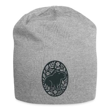 Capybara | Blumenwald Folk Art - Jersey-Beanie - Grau meliert - Vorne