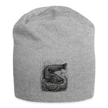 Wels Angeln Design – Art de la pêche au poisson-chat - Bonnet en jersey - gris chiné - Devant