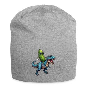 Sour cucumber rides dinosaur - Jersey Beanie - heather grey - Front