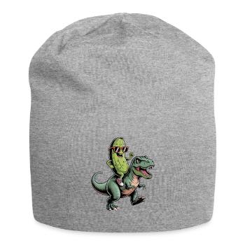 Sour cucumber rides dinosaur - Jersey Beanie - heather grey - Front