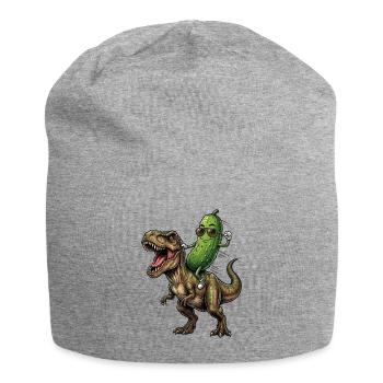 Sour cucumber rides dinosaur - Jersey Beanie - heather grey - Front
