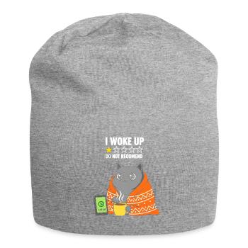 Katzenkaffee im Orange Mantel - Jersey-Beanie - Grau meliert - Vorne