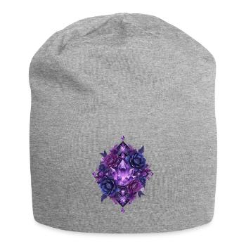 Violette Kristallblüten Mandala - Jersey-Beanie - Grau meliert - Vorne