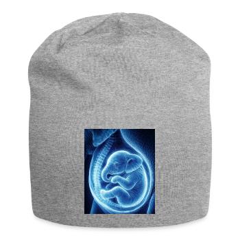 Blaues Ultraschallbaby im Mutterleib - Jersey-Beanie - Grau meliert - Vorne