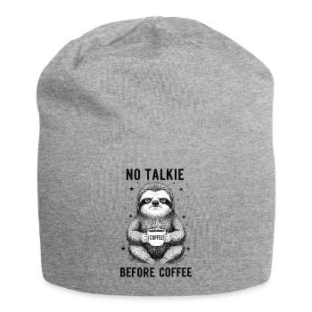 No conversation in front of coffee lover sloth - Jersey Beanie - heather grey - Front