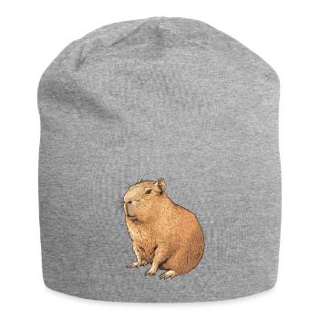 Kapibara Zeichnung in Braunton - Jersey-Beanie - Grau meliert - Vorne