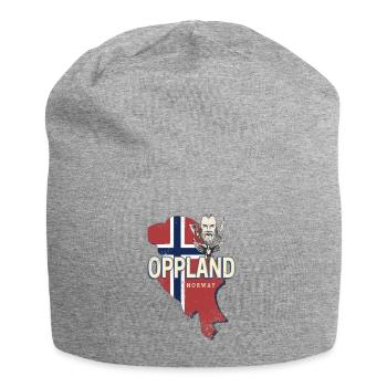 Province d’Oppland en Norvège avec carte souvenir - Bonnet en jersey - gris chiné - Devant