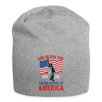 God Bless USA Patriotic Statue Liberty Flag Design - Jersey-Beanie - Grau meliert - Vorne