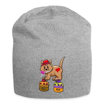 Cat Candy Snacking Muffin Lollipop - Jersey Beanie - heather grey - Front