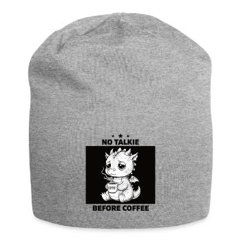 No Conversation Before Coffee Lover Dragon - Jersey Beanie - heather grey - Front
