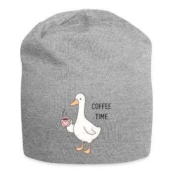 Ducky Coffee Time Cartoon - Jersey Beanie - heather grey - Front