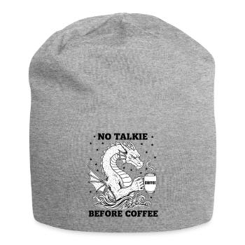 No Conversation Before Coffee Lover Dragon - Jersey Beanie - heather grey - Front