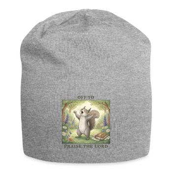 To praise the Lord Christ Squirrel - Jersey Beanie - heather grey - Front