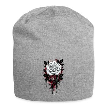 Rose, White Rose, Rose & Flowers - Jersey Beanie - heather grey - Front