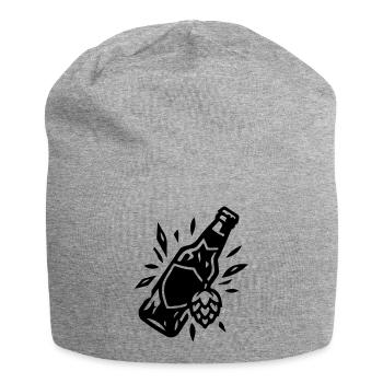 Bierflasche Bier Hopfen - Jersey-Beanie - Grau meliert - Vorne