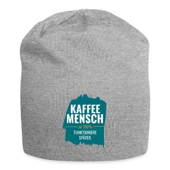 Kaffeemensch zu 100% Funktioniere später - Jersey-Beanie - Grau meliert - Vorne