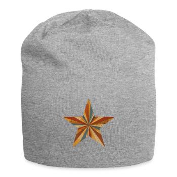 Retro Stern mit Farbstreifen Vintage Star - Jersey-Beanie - Grau meliert - Vorne