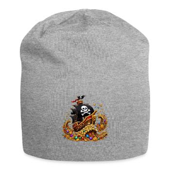 Treasure Pirate Ship Full of Gold - Jersey Beanie - heather grey - Front