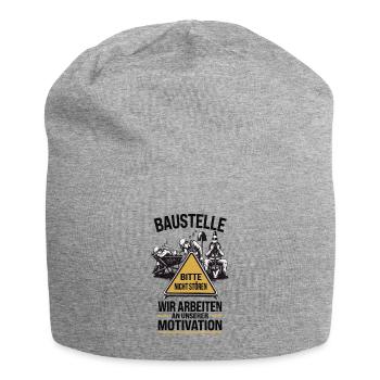 Baustelle – Bitte nicht stören Motivation - Jersey-Beanie - Grau meliert - Vorne