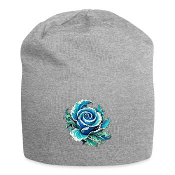 Impression en Onde de Rose Bleue - Bonnet en jersey - gris chiné - Devant