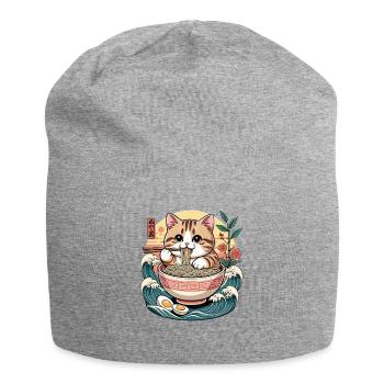 Ramen Neko Kawaii Cat Nouilles Kanji japonaises - Bonnet en jersey - gris chiné - Devant