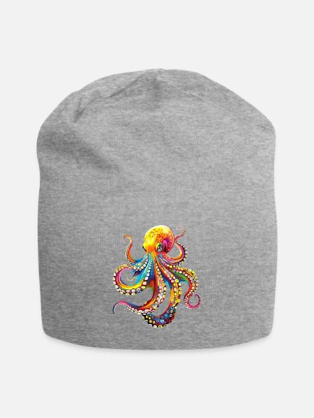 Oktopus Kraken Tintenfisch Meer Süßer Oktopus - Jersey-Beanie - Grau meliert