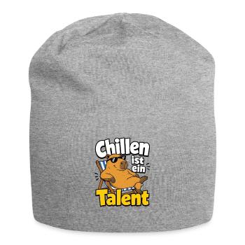 Chillen ist ein Talent Capybara Lustiger Spruch - Jersey-Beanie - Grau meliert - Vorne