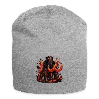 Lava Mammoth Elephant with Fire Crown - Jersey Beanie - heather grey - Front