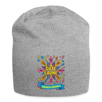 Gute Laune Oben Rechts Links Unten einfach überall - Jersey-Beanie - Grau meliert - Vorne