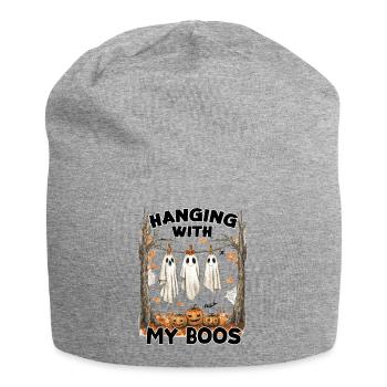 Funny Halloween Motif Ghosts and Pumpkins - Jersey Beanie - heather grey - Front