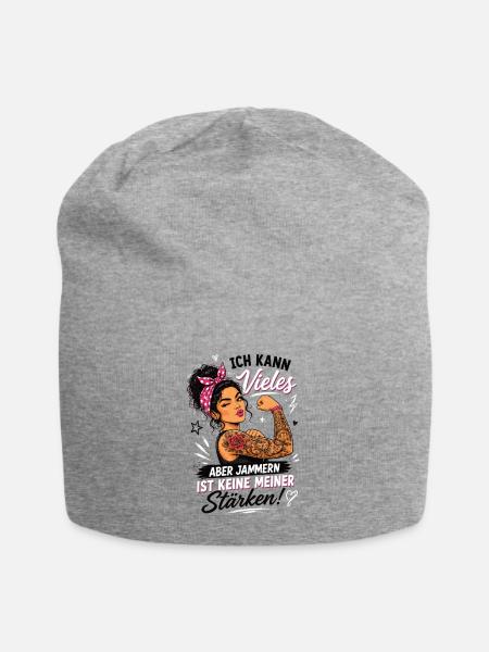 Starke Frau Frauenpower Spruch - Jersey-Beanie - Grau meliert