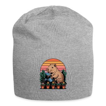 Capybara Gardener Sunset Cute - Jersey Beanie - heather grey - Front