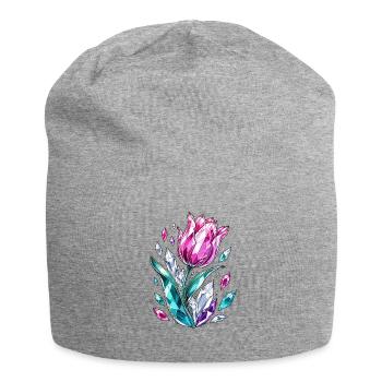 Crystal Tulip Blossom Diamond Flower - Jersey Beanie - heather grey - Front