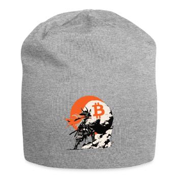 Bitcoin Samurai in the Orange Moon - Jersey Beanie - heather grey - Front