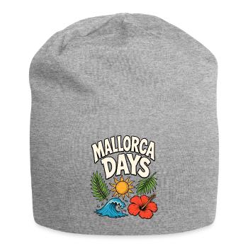 Mallorca Days with sun, wave and hibiscus - Jersey Beanie - heather grey - Front
