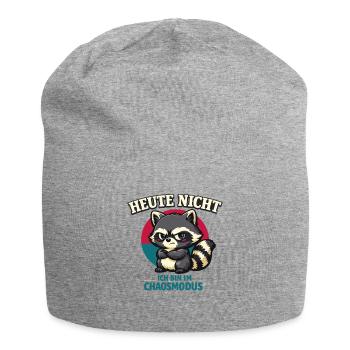 Heute nicht – frecher Waschbär im Chaosmodus - Jersey-Beanie - Grau meliert - Vorne