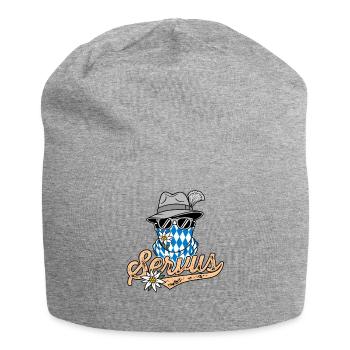 Homme bavarois à lunettes et chapeau bavarois Servus - Bonnet en jersey - gris chiné - Devant