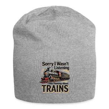 Train Saying Locomotive Design - Jersey Beanie - heather grey - Front