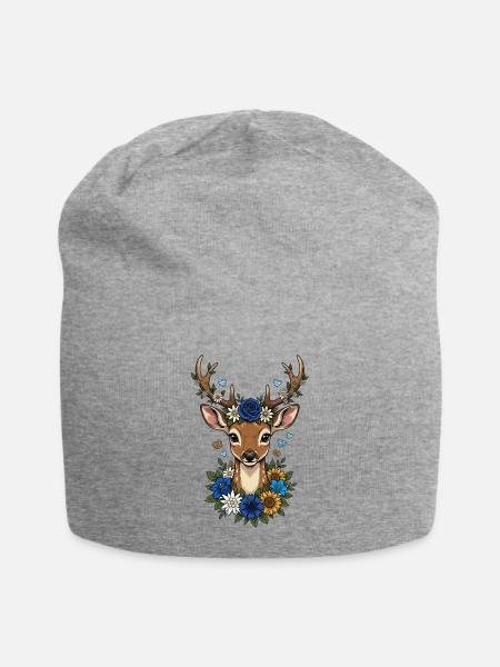 Hirsch Geweih Rauten Volksfest Trachten Ersatz - Jersey-Beanie - Grau meliert