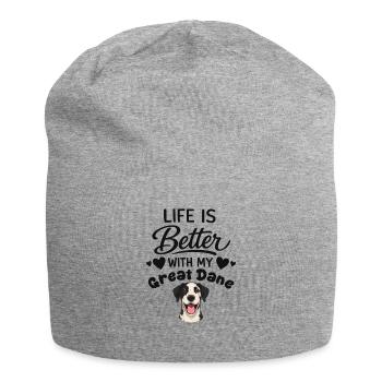 Das Leben Ist Besser Mit Meinem Deutsche Dogge - Jersey-Beanie - Grau meliert - Vorne