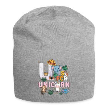 U c’est pour Fête du zoo de licorne Fête Anniversaire du zoo de la jungle - Bonnet en jersey - gris chiné - Devant