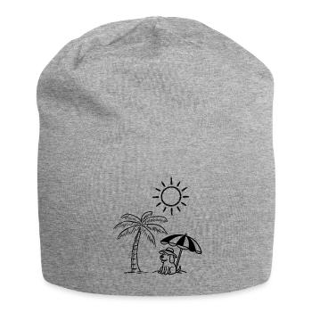 Drôle de design de chien sur la plage - Bonnet en jersey - gris chiné - Devant