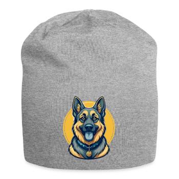 German Shepherd Dog Kawaii Mascot Cartoon Clipart - Jersey Beanie - heather grey - Front