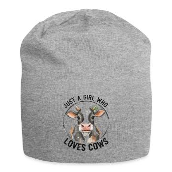 Amour des vaches – La fille aime les vaches - Bonnet en jersey - gris chiné - Devant