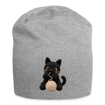 Crochet Chat Noir Crochet Chaton Tricote - Bonnet en jersey - gris chiné - Devant