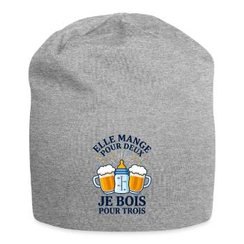 Elle Mange Pour Deux Je Bois Pour Trois - Bonnet en jersey - gris chiné - Devant