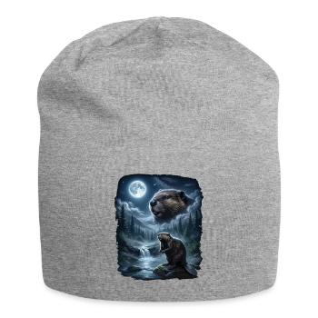 Beaver hurle sur la lune rétro des années 90 - Bonnet en jersey - gris chiné - Devant