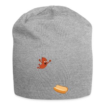 Hotdog springt ins Brötchen – Hotdog zum 4. Juli - Jersey-Beanie - Grau meliert - Vorne
