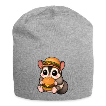 Süßer Flugbeutelmarder mit Burger Cartoon - Jersey-Beanie - Grau meliert - Vorne